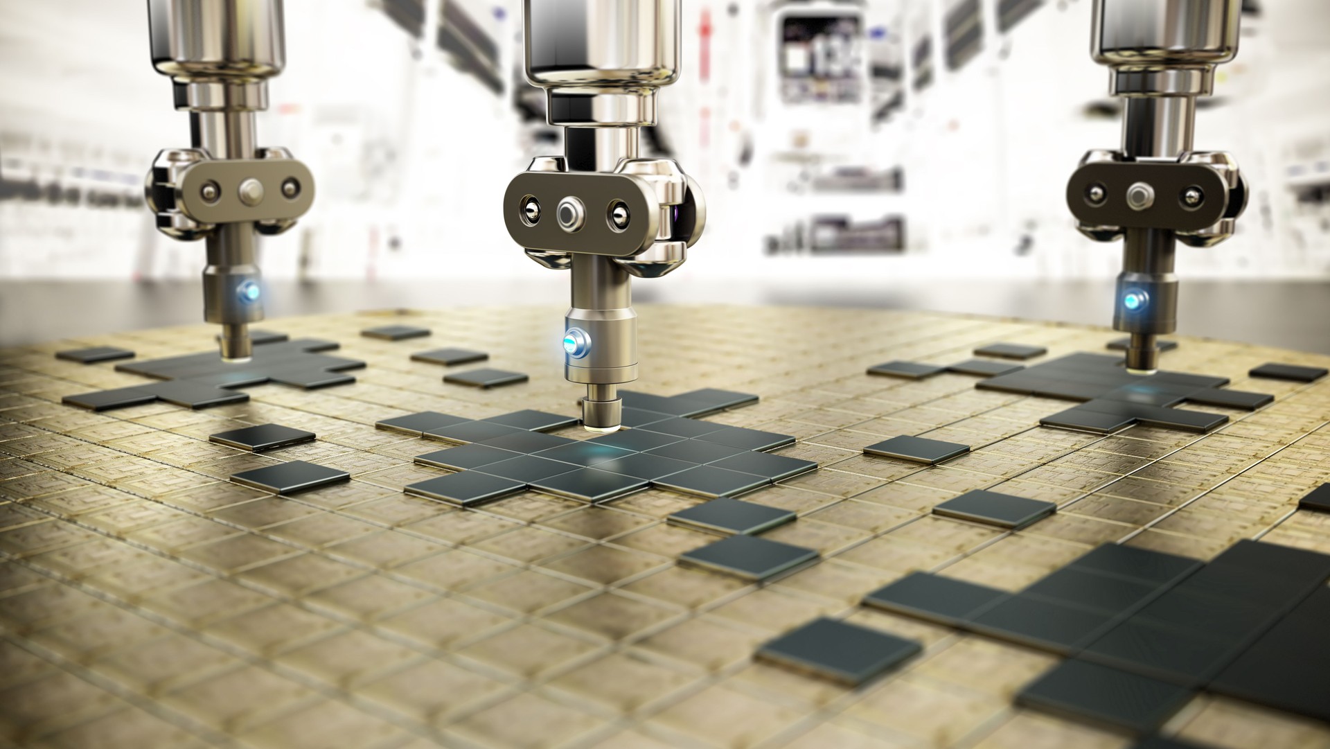 3D illustration of semiconductor device/microchip fabrication